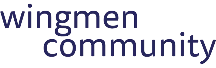 Wingmen Community Logo I Blå og hvid.